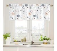Treer Rideaux Cuisine Court Rideau Brise-bise à Passe Tringle pour Petites Fenêtres, Imprimé Forêt Nordique Rideau Occultants pour Salle de Bain sous Evier, Salon, Bistrot (Floral,137x45cm)