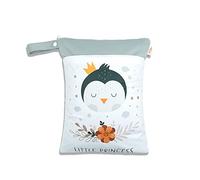 Treer Sac à Couches Bébé Etanche Lavable Réutilisable Double Fermeture Eclair Imprimé Animal Mignon Organisateur de Couches pour Plage Piscine Voyage - Sec et Humide (Manchot)