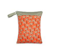 Treer Sac à Couches Bébé Etanche Lavable Réutilisable Double Fermeture Eclair Imprimé Nordique Organisateur de Couches Accrochable pour Plage Piscine Voyage - Sec et Humide (Bois d'Oranger)