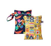 Treer Sac à Couches Bébé Lavable, Sac à Couches Réutilisable Imperméable Wetbag Lot de 2 Sac de Rangement Hangable avec Fermeture à Glissière pour Bébé, Voyage (À La Turque,18x25cm)