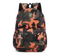 Treer Sac a Dos Enfant, Camouflage 3D Cartable Fille Primaire, Cartable Garcon Primaire 10L, Cartable Stitch Oxford Imperméable Cartable pour Garçons Filles (Orange,38x30x16cm)