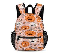Treer Sac a Dos Enfant, Cartable Primaire Halloween en 3D, Cartable Garcon Primaire Imperméable Nylon Sac a Dos pour Aller à l'école, Voyager, Excursions (Rose Orange,31x25x13.5cm)