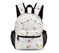 Treer Sac a Dos Enfant, Cartable Primaire Imprimé Étoiles, Cartable Garcon Primaire Imperméable Nylon Sac a Dos pour Aller à l'école, Voyager, Excursions (Blanc,31x25x13.5cm)