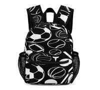 Treer Sac a Dos Enfant, Cartable Primaire Motif Boule de Dessin Animé, Cartable Garcon Primaire Imperméable Nylon Sac a Dos pour Aller à l'école, Voyager, Excursions (Noir,31x25x13.5cm)