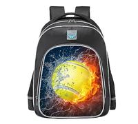Treer Sac a Dos Enfant, Impression 3D Cartable Fille Primaire, Cartable Garcon Primaire 8L, Cartable Stitch en Nylon Imperméable Cartable pour Unisexe (Flamme Tennis,28x16x38cm)