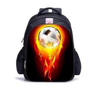Treer Sac a Dos Enfant Impression Football en 3D, Cartable Fille & Garcon Primaire Cartable Stitch en Nylon Imperméable Cartable pour 3-16 Ans (Football I,29x14x39cm)