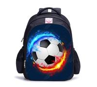Treer Sac a Dos Enfant Impression Football en 3D, Cartable Fille & Garcon Primaire Cartable Stitch en Nylon Imperméable Cartable pour 3-16 Ans (Football 20,32x17x42cm)
