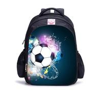 Treer Sac a Dos Enfant Impression Football en 3D, Cartable Fille & Garcon Primaire Cartable Stitch en Nylon Imperméable Cartable pour 3-16 Ans (Football 10,29x14x39cm)