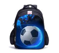 Treer Sac a Dos Enfant Impression Football en 3D, Cartable Fille & Garcon Primaire Cartable Stitch en Nylon Imperméable Cartable pour 3-16 Ans (Football 18,29x14x39cm)