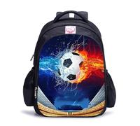 Treer Sac a Dos Enfant Impression Football en 3D, Cartable Fille & Garcon Primaire Cartable Stitch en Nylon Imperméable Cartable pour 3-16 Ans (Football 2,32x17x42cm)