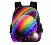 Treer Sac a Dos Enfant, Imprimé Univers 3D Cartable Fille Primaire, Cartable Garcon Primaire 10L, Cartable Stitch Oxford Imperméable Cartable pour Garçons Filles (18",Arc-en-ciel)