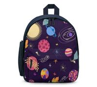 Treer Sac a Dos Enfant Nylon, Cartable Fille Primaire 3D Univers, Cartable Garcon Primaire, 11.5L Cartable Imperméable Cartable pour 3-10 Ans (32x24x15cm,Planétaire 4)
