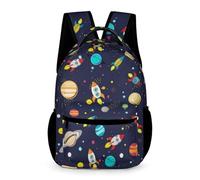 Treer Sac a Dos Enfant Nylon, Cartable Fille Primaire 3D Univers, Cartable Garcon Primaire, Grand 20.6L Cartable Imperméable Cartable pour 3-14 Ans (Ciel étoilé 5,43x32x15cm)
