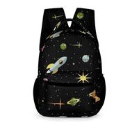 Treer Sac a Dos Enfant Nylon, Cartable Fille Primaire 3D Univers, Cartable Garcon Primaire, Grand 20.6L Cartable Imperméable Cartable pour 3-14 Ans (Ciel étoilé 9,43x32x15cm)