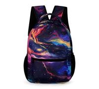 Treer Sac a Dos Enfant Nylon, Cartable Fille Primaire Impression de Ciel Étoilé, Cartable Garcon Primaire, Cartable Imperméable Cartable pour 3-14 Ans (Ciel étoilé A,43x32x15cm)