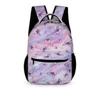 Treer Sac a Dos Enfant Nylon, Cartable Fille Primaire Impression de Papillon, Cartable Garcon Primaire, Cartable Imperméable Cartable pour 3-14 Ans (Rose Violet,43x32x15cm)