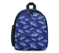 Treer Sac a Dos Enfant Nylon, Cartable Garçons Primaire Impression de Requin de Dessin Animé Cartable Primaire 11.5L Cartable Imperméable Cartable pour 3-10 Ans (Requins 6,32x24x15cm)