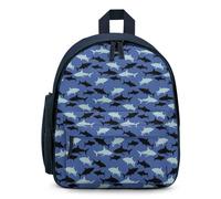 Treer Sac a Dos Enfant Nylon, Cartable Garçons Primaire Impression de Requin de Dessin Animé Cartable Primaire 11.5L Cartable Imperméable Cartable pour 3-10 Ans (Requins 4,32x24x15cm)