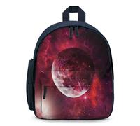 Treer Sac a Dos Enfant Nylon, Cartable Garçons Primaire Noir, Impression de Planet Cartable Filles Primaire 11.5L Cartable Imperméable Cartable pour 3-10 Ans (32x24x15cm,Rouge)