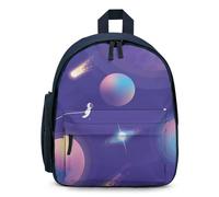 Treer Sac a Dos Enfant Nylon, Cartable Garçons Primaire Noir, Impression de Planet Cartable Filles Primaire 11.5L Cartable Imperméable Cartable pour 3-10 Ans (32x24x15cm,Astronaute 2)
