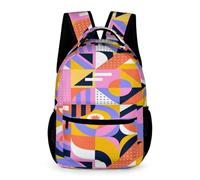 Treer Sac a Dos Enfant Nylon, Cartable Primaire Géométrie Abstraite, Cartable Garcon Primaire Imperméable Sac a Dos pour 3-14 Ans (Abstraction 6,43x32x15cm)