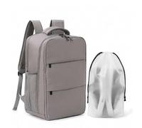 Treer Sac à Dos Voyage Cabine Avion 40x30x20 pour Ryanair, 24L Bagage Cabine à Main sous Siège Sac a Dos Voyage Valise Femme et Homme avec Pochette à Chaussures Séparée (Gris)