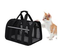 Treer Sac Transport Chat, Sac de Transport pour Chat Respirant et Pliable, Caisse de Transport Chat avec Matelas Souple, Sac Chat pour Voyage en Avion-Noir M