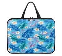 Treer Sacoche Ordinateur 10-17 Pouces, Pochette Ordinateur Imprimé Floral 3D, Sac a Main Imperméable avec Fermeture Éclair, Sacoche PC Transport pour Homme et Femme (Bleu,15 Pouces)
