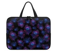 Treer Sacoche Ordinateur 10-17 Pouces, Pochette Ordinateur Imprimé Plume de Paon, Sac a Main Imperméable avec Fermeture Éclair, Sacoche PC Transport pour Homme et Femme (Violet,10 Pouces)