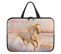 Treer Sacoche Ordinateur 10-17 Pouces,Pochette Ordinateur Motif de Cheval Floral 3D,Sac a Main Imperméable avec Fermeture Éclair,Sacoche PC Transport pour Homme et Femme (Rose,15 Pouces)