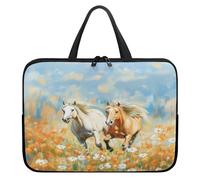 Treer Sacoche Ordinateur 10-17 Pouces,Pochette Ordinateur Motif de Cheval Floral 3D,Sac a Main Imperméable avec Fermeture Éclair,Sacoche PC Transport pour Homme et Femme (Floral,17 Pouces)