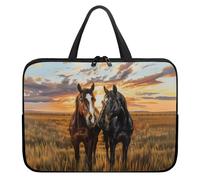 Treer Sacoche Ordinateur 10-17 Pouces,Pochette Ordinateur Motif de Cheval Floral 3D,Sac a Main Imperméable avec Fermeture Éclair,Sacoche PC Transport pour Homme et Femme (Prairie,13 Pouces)
