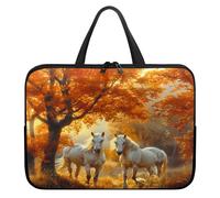 Treer Sacoche Ordinateur 10-17 Pouces,Pochette Ordinateur Motif de Cheval Floral 3D,Sac a Main Imperméable avec Fermeture Éclair,Sacoche PC Transport pour Homme et Femme (Feuille d'érable,13 Pouces)