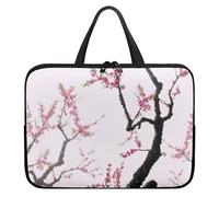 Treer Sacoche Ordinateur 10-17 Pouces, Pochette Ordinateur Patron de Prune avec Poignée, Sac a Main Imperméable avec Fermeture Éclair, Sacoche PC Transport pour Unisexe (Rose,15 Pouces)