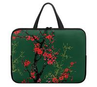 Treer Sacoche Ordinateur 10-17 Pouces, Pochette Ordinateur Patron de Prune avec Poignée, Sac a Main Imperméable avec Fermeture Éclair, Sacoche PC Transport pour Unisexe (Vert,15 Pouces)