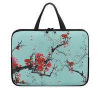 Treer Sacoche Ordinateur 10-17 Pouces, Pochette Ordinateur Patron de Prune avec Poignée, Sac a Main Imperméable avec Fermeture Éclair, Sacoche PC Transport pour Unisexe (Aqua,17 Pouces)