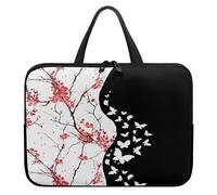 Treer Sacoche Ordinateur 10-17 Pouces, Pochette Ordinateur Patron de Prune avec Poignée, Sac a Main Imperméable avec Fermeture Éclair, Sacoche PC Transport pour Unisexe (Noir,17 Pouces)