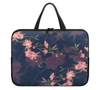 Treer Sacoche Ordinateur 10-17 Pouces, Pochette Ordinateur Patron de Prune avec Poignée, Sac a Main Imperméable avec Fermeture Éclair, Sacoche PC Transport pour Unisexe (Marine,17 Pouces)