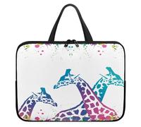 Treer Sacoche Ordinateur 10-17 Pouces, Pochette Ordinateur Série Girafe avec Poignée, Sac a Main Antichoc Imperméable avec Fermeture Éclair, Sacoche PC Transport pour Unisexe (Blanc,15 Pouces)