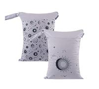 Treer Sacs à couches pour Bébé Double Fermeture Eclair Grand Étanche 2 pièces Sac de Rangement Couches Réutilisable pour Couches Neuves ou Usées, Plage, Piscine, Voyage (Constellation,30x40cm)