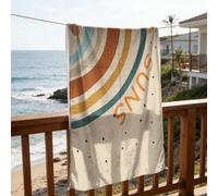 Treer Serviette de Plage avec Poche Zippée pour Oreiller, Serviette de Plage Microfibre Grande Taille Homme Femme Légère et Séchage Rapide Anti Sable pour Piscine (Arc-en-Ciel 6,90x190cm)