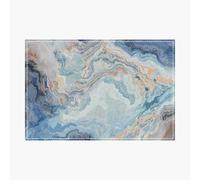 Treer Sets de Table Lot de 2/4/6/8 Résistant à la Chaleur Coton et Lin Lavables Rectangulaire Set de Table pour Décoration de Cuisine Table à Manger Fêtes, Nordic Marbre (Bleu Blanc,2 pièces)