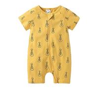 Treer Short-Sleeve Bodysuit Bebe Garcon, Unisexe Bébé 100% Coton Manches Courtes Bodys Bebe Coton Garçons Fille Body Grenouillères Barboteuses pour Nouveau (90cm,Guitare Jaune)