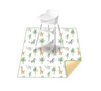 Treer Splash Tapis pour Chaise Haute, Imperméable Antidérapant Tapis Bebe, 110x110cm Pliablelavable Tapis Sol Bebe Pliable Tapis Bébé de Protection de Sol pour Manger Jeu (Girafe)