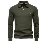 Treer Sweat-Shirts Col Polo Grande Taille Homme, S-XXL Sweat-Shirts sans Capuche Hiver Manches Longues Chaud Hiver Epais de Légère pour Outdoor Camping Travail (PL7016 Vert Militaire,M)