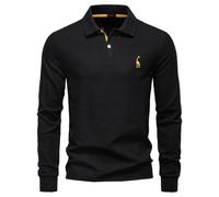 Treer Sweat-Shirts Col Polo Grande Taille Homme, S-XXL Sweat-Shirts sans Capuche Hiver Manches Longues Chaud Hiver Epais de Légère pour Outdoor Camping Travail (PL7016 Noir,Grand)