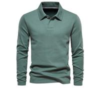 Treer Sweat-Shirts Col Polo Grande Taille Homme, S-XXL Sweat-Shirts sans Capuche Hiver Manches Longues Chaud Hiver Epais de Légère pour Outdoor Camping Travail (PL255 Vert,M)