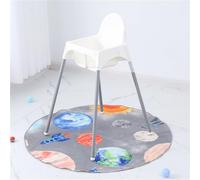 Treer Tapis Chaise Haute Bébé Tapis Anti-éclaboussures Rond Moderne Gris, Tapis de Sol pour Chaise Haute, Imperméable Antidérapant Splash Tapis pour Protéger Votre Plancher (Planète)