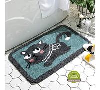 Treer Tapis de Bain Anti-Glissant, Microfibre Absorbant Sécurité Salle de Bain Moquettes Lavable en Machine Paillassons pour Salle de Bain, Cuisine, Chambre, Animaux (60x90cm,Chat)