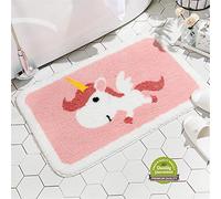 Treer Tapis de Bain Anti-Glissant, Microfibre Absorbant Sécurité Salle de Bain Moquettes Lavable en Machine Paillassons pour Salle de Bain, Cuisine, Chambre, Animaux (40x60cm,Licorne)